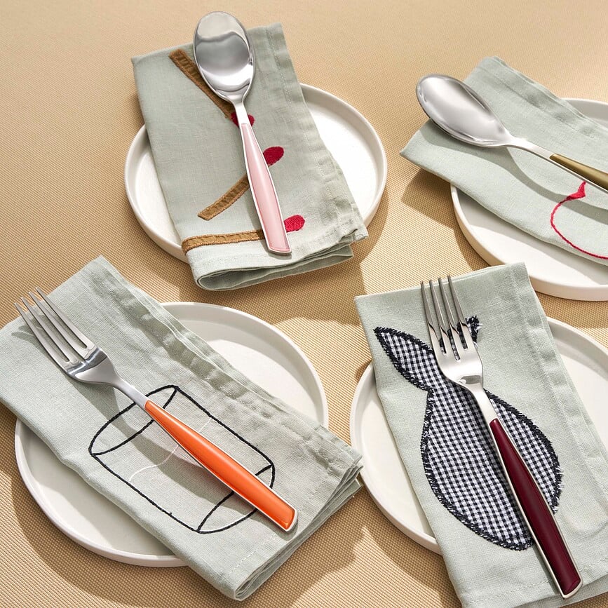 Glamour Cutlery Set, burgundy, 24-piece