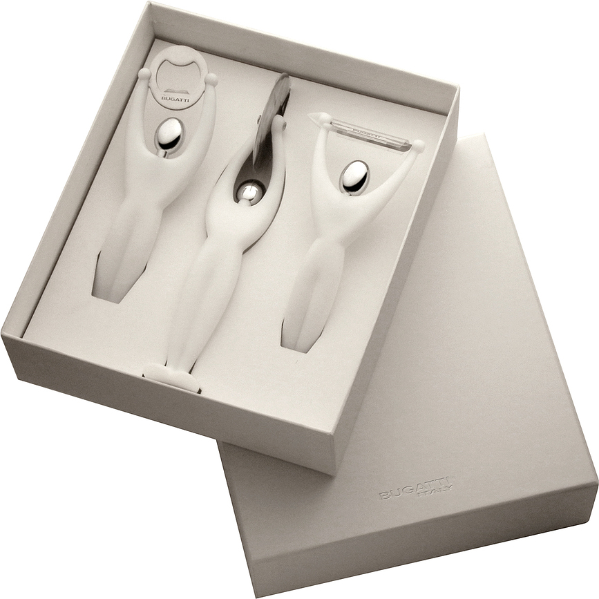 Gym Peeler, Bottle Opener and Pizza Cutter, red, 3-piece gift set