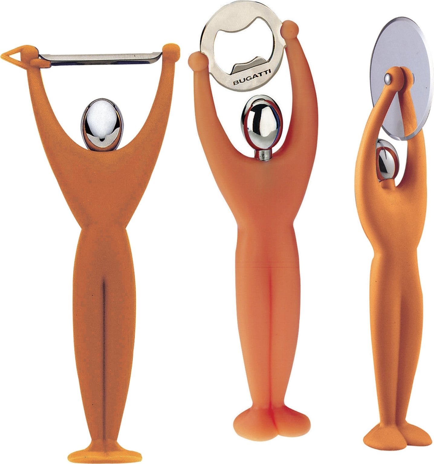 Gym Schäler, Öffner und Pizzaschneider, orange, 3-teiliges Geschenkset