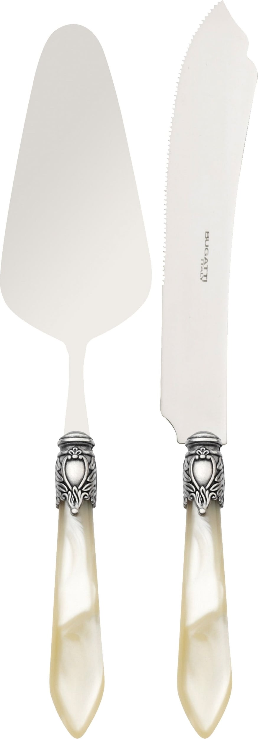 Oxford Tortenheber und Messer, perlmutt, im Geschenkkarton, 2-teilig