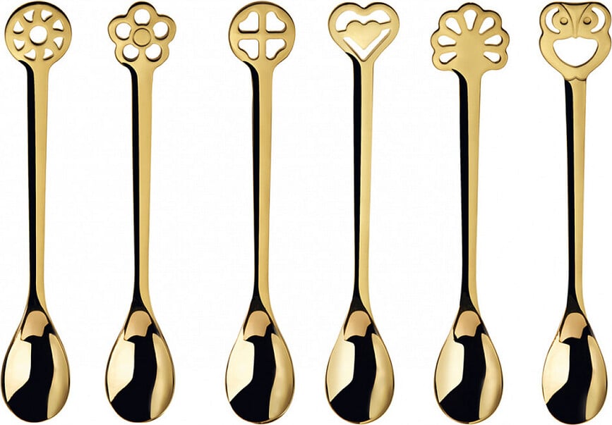 Portafortuna Coffee Spoons, gold, in Gift Box, 6 pcs.