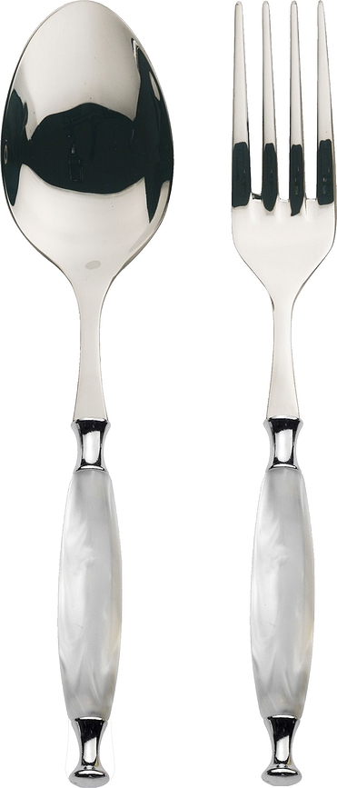 Posate da portata Country bianche in confezione regalo, set da 2 pezzi