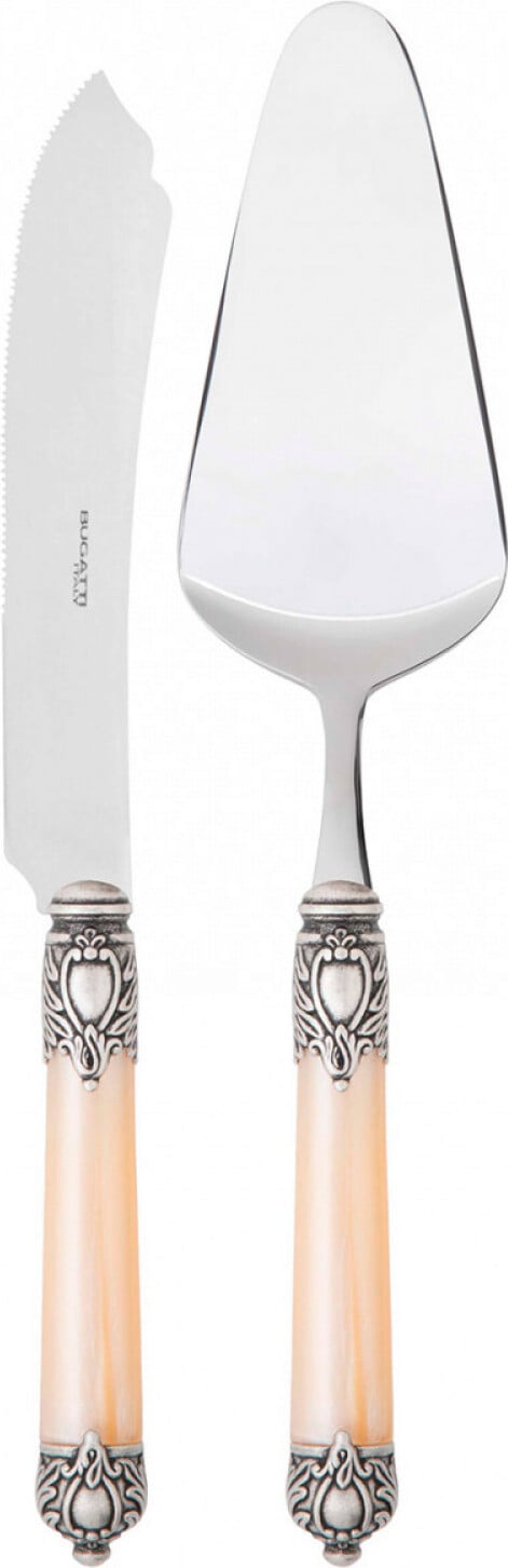 Rinascimento Tortenheber und -messer, perlmuttfarben, im Geschenkkarton, 2-teilig
