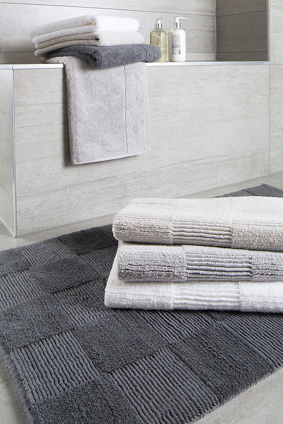 Alfombra de Baño tejida a mano Cawo, 60 x 100 cm, beige, diseño de damero