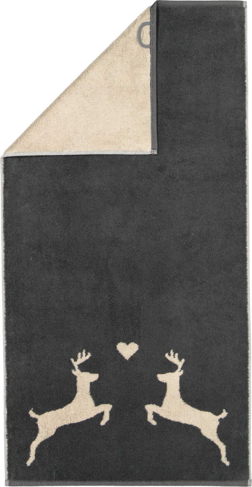 Alpenchic Hirsche Duschtuch 70 x 140 cm, granit