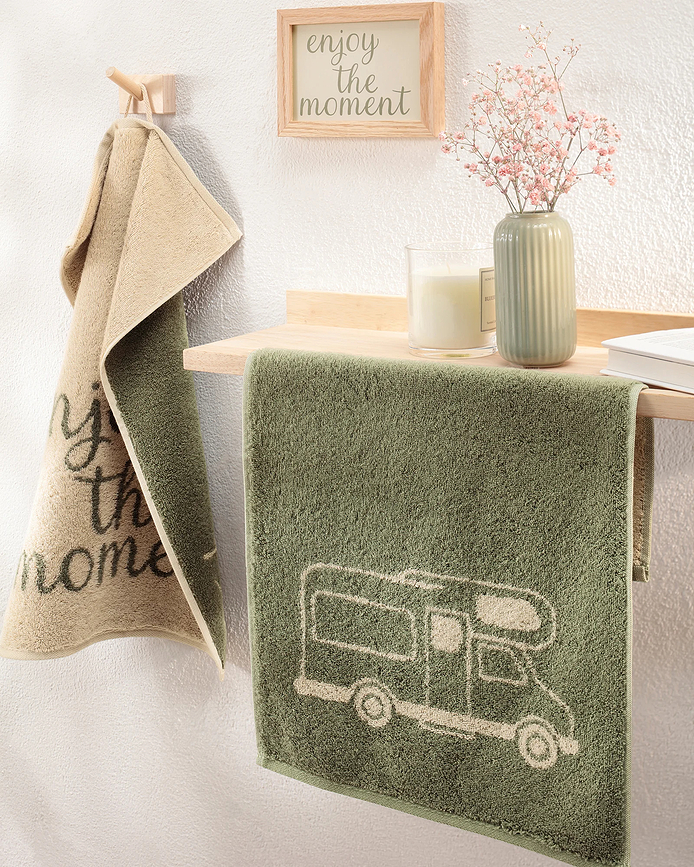 Asciugamano Postcards Camper 30 x 50 cm, verde