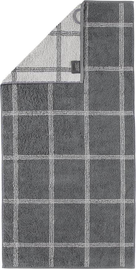 Asciugamano Two-Tone a quadri 50 x 100 cm grigio scuro