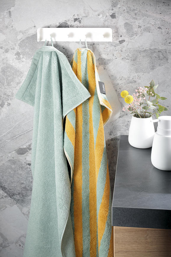 Bold Streifen håndklæde 70 x 140 cm, sort-beige