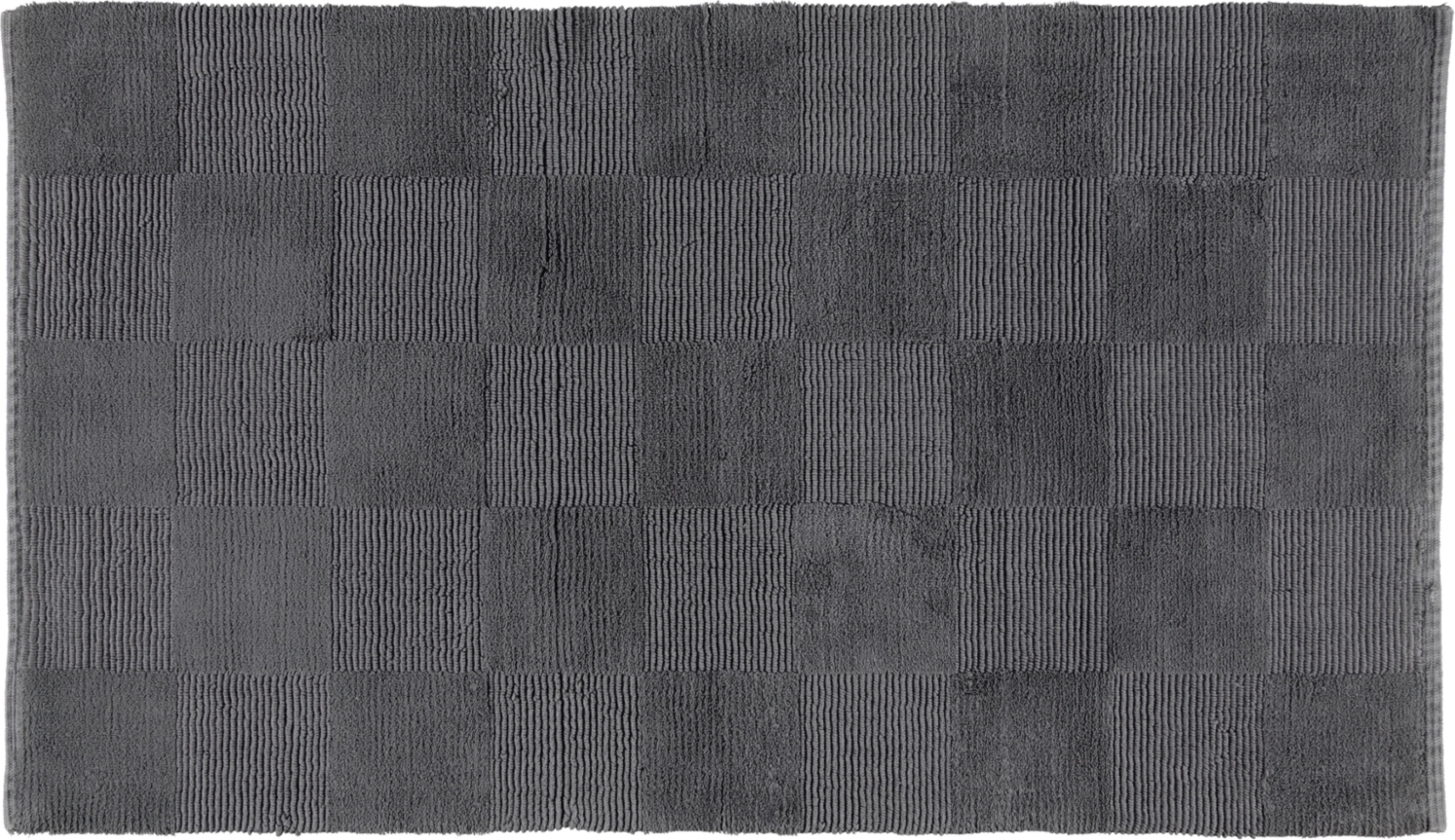 Cawo Badezimmer-Teppich 60 x 100 cm Schachbrett anthrazitfarbig handgewebt
