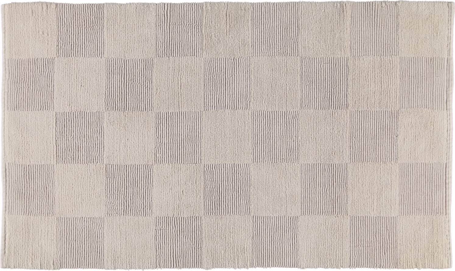 Cawo Badezimmer-Teppich 60 x 100 cm Schachbrett beige handgewebt