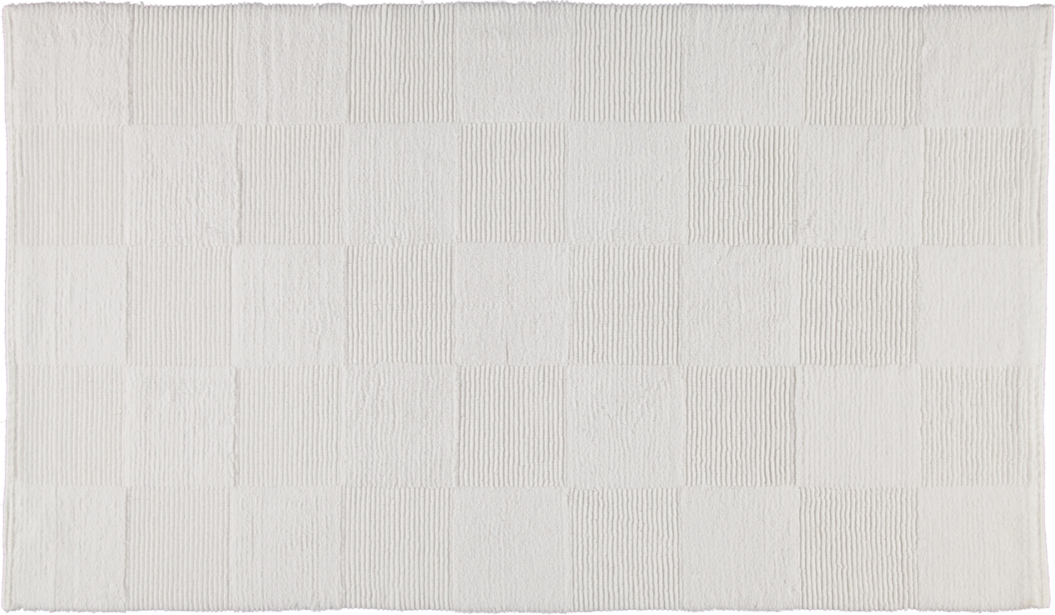 Cawo Badezimmer-Teppich 60 x 100 cm Schachbrett weiß handgewebt