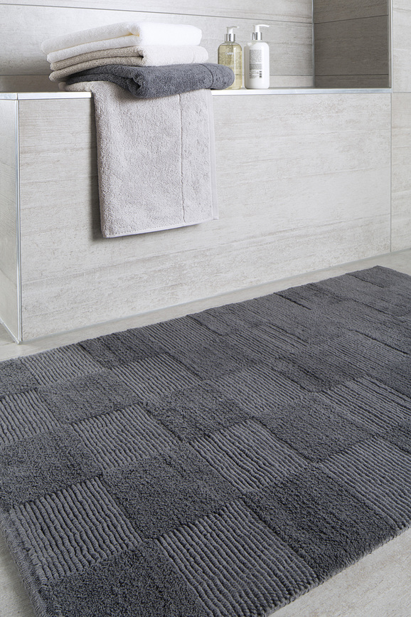 Cawo Χαλάκι Μπάνιου, σχέδιο σκακιέρα, μπεζ, χειροποίητο υφαντό, 60 x 100 εκ.