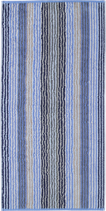 Handdoek Unique met strepen 50 x 100 cm saffier