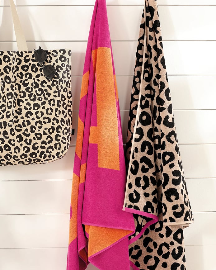 Handduk Beach Stripes 90 x 180 cm, vit-gul