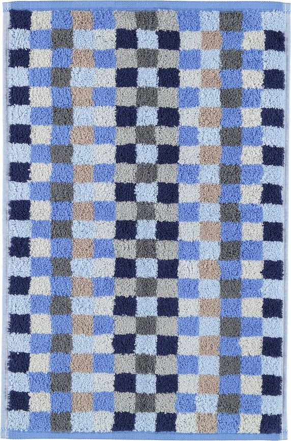 Håndklæde Unique skakternet 30 x 50 cm safir