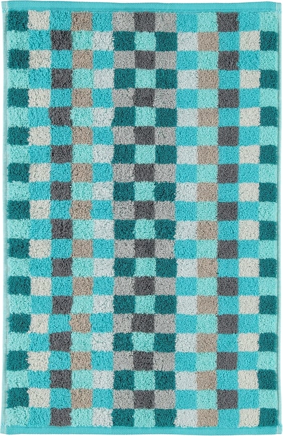 Håndklæde Unique skakternet 30 x 50 cm turkis
