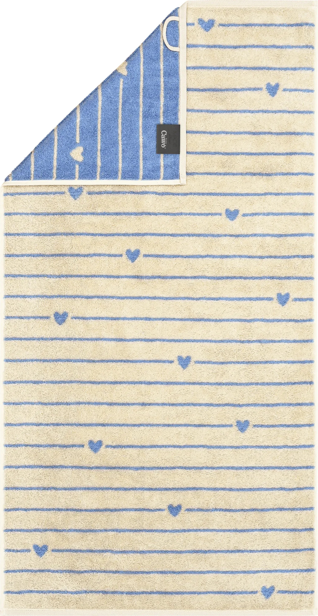 Lines&Hearts Handtuch 70 x 140 cm, blau