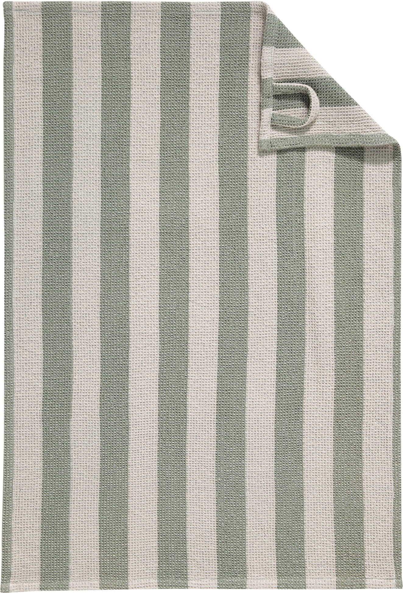 Piqué Cuisine Geschirrtuch gestreift, grün-beige