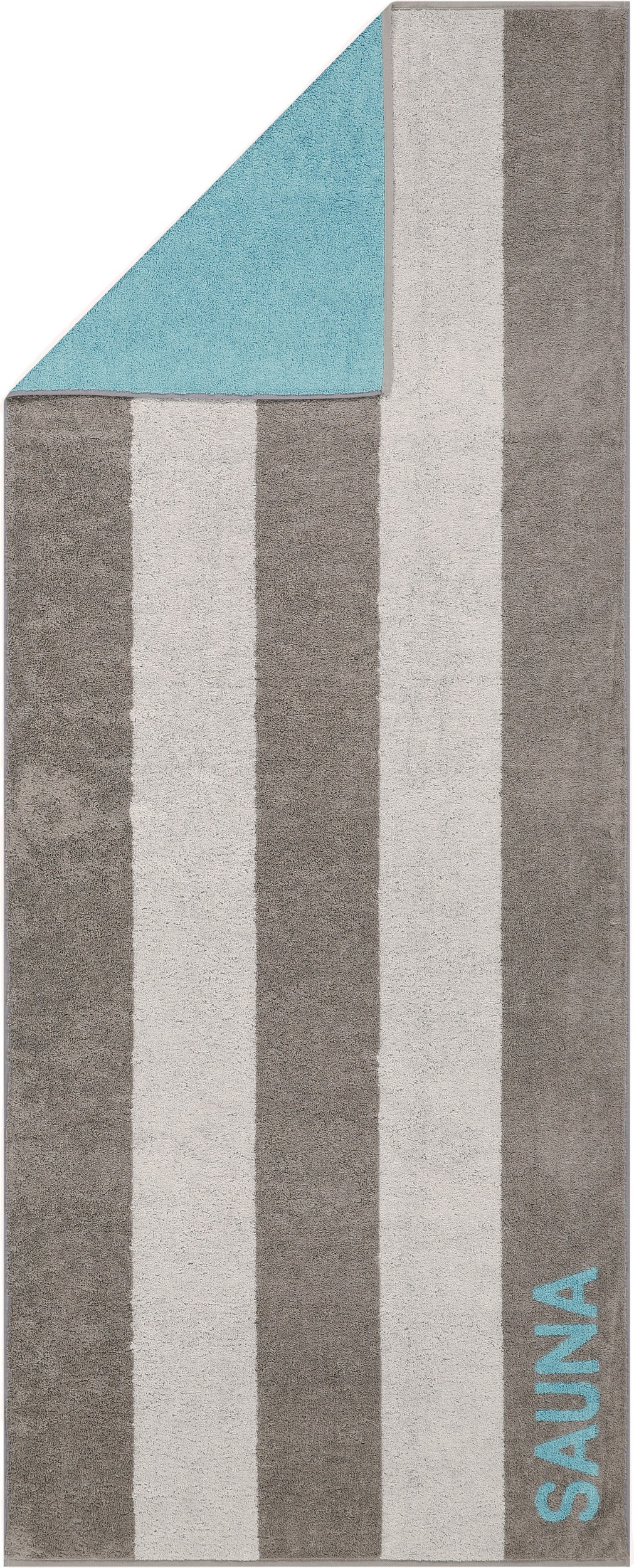 Sauna Handtuch 80 x 200 cm mit Streifen graphit-türkisfarbig