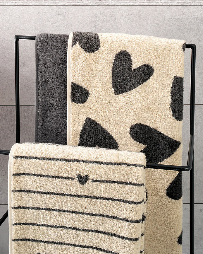 Serviette Hearts 50 x 100 cm, gris foncé