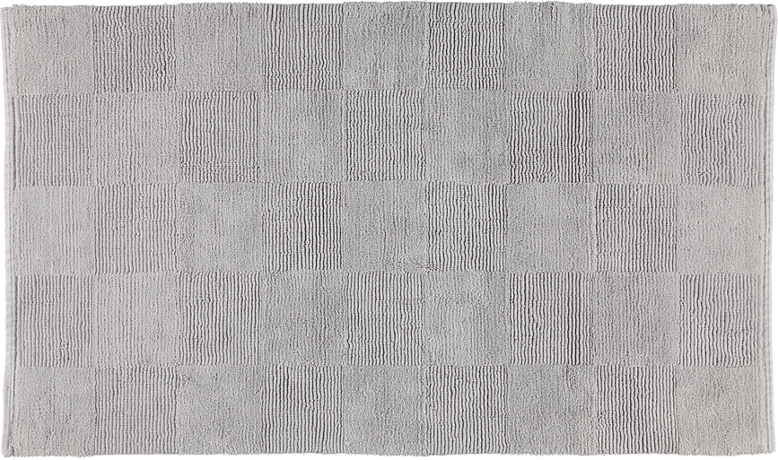 Tæppe til badeværelset Cawo skakternet 60 x 100 cm platin håndvævet