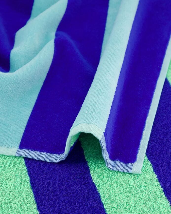 Toalla de playa Tropical, a rayas, 80 x 180 cm, rosa y amarillo