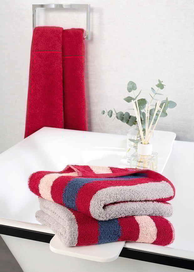 Toalla Heritage Stripes, 80 x 150 cm, coral