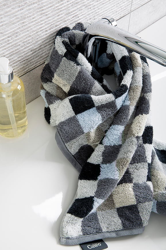 Toalla Unique, diseño de damero, 70 x 140 cm, antracita