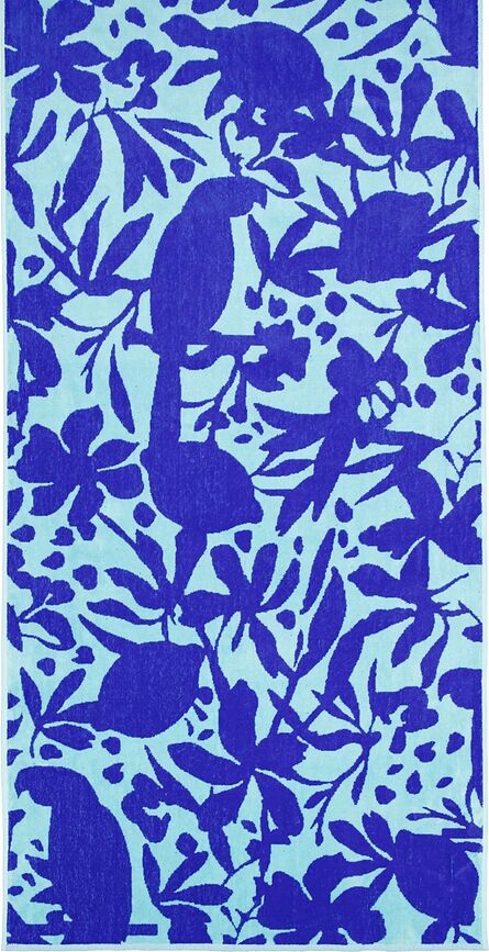 Tropical Serviette de Plage 80 x 180 cm, bleu marine