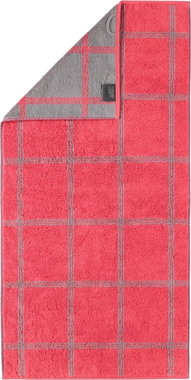Two-Tone Handtuch 80 x 150 cm mit Karo-Muster korallenrot