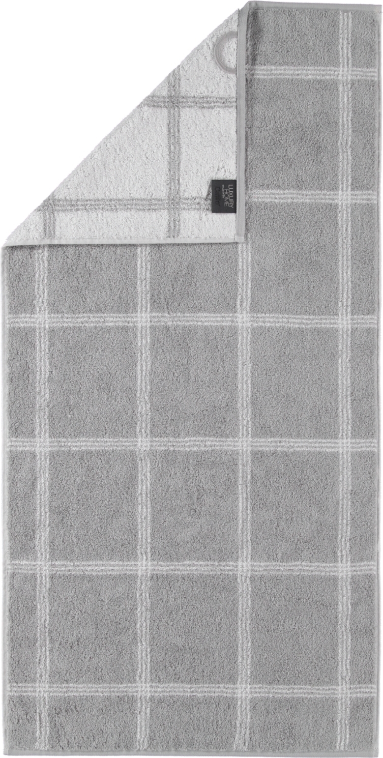Two-Tone Handtuch 80 x 150 cm mit Karo-Muster platinfarbig