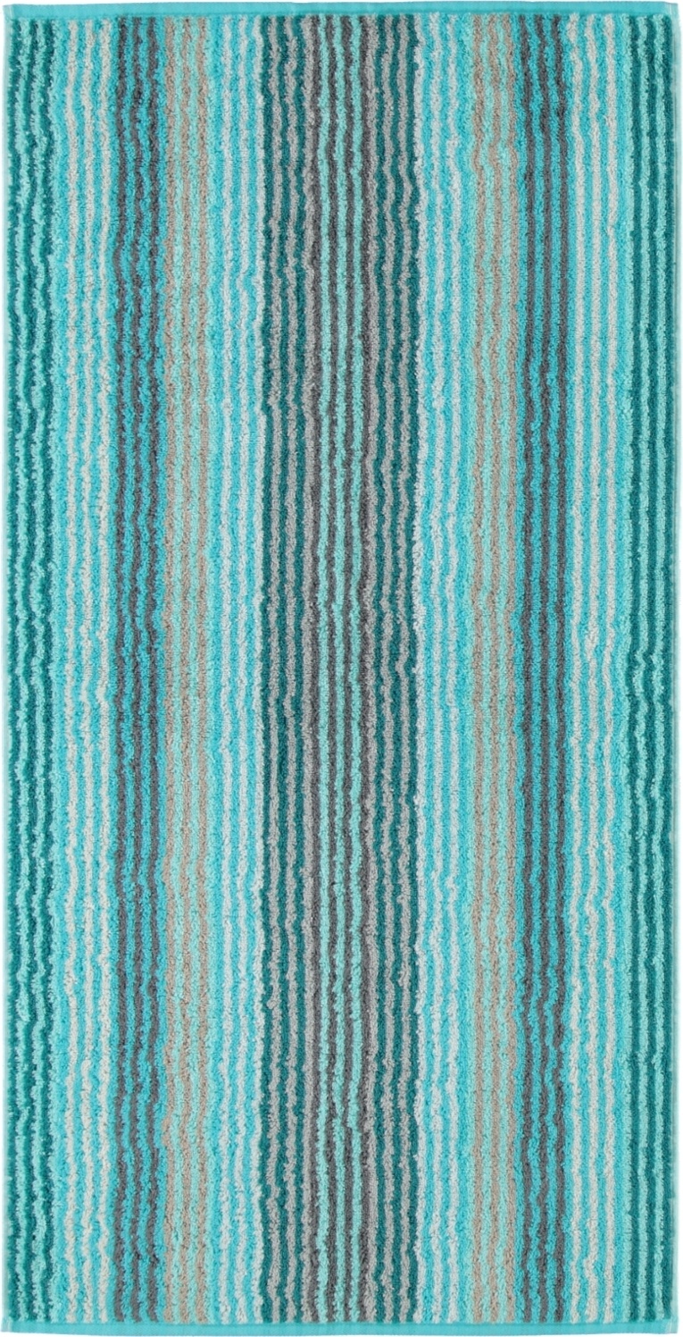 Unique Handtuch 50 x 100 cm mit Streifen türkisfarbig