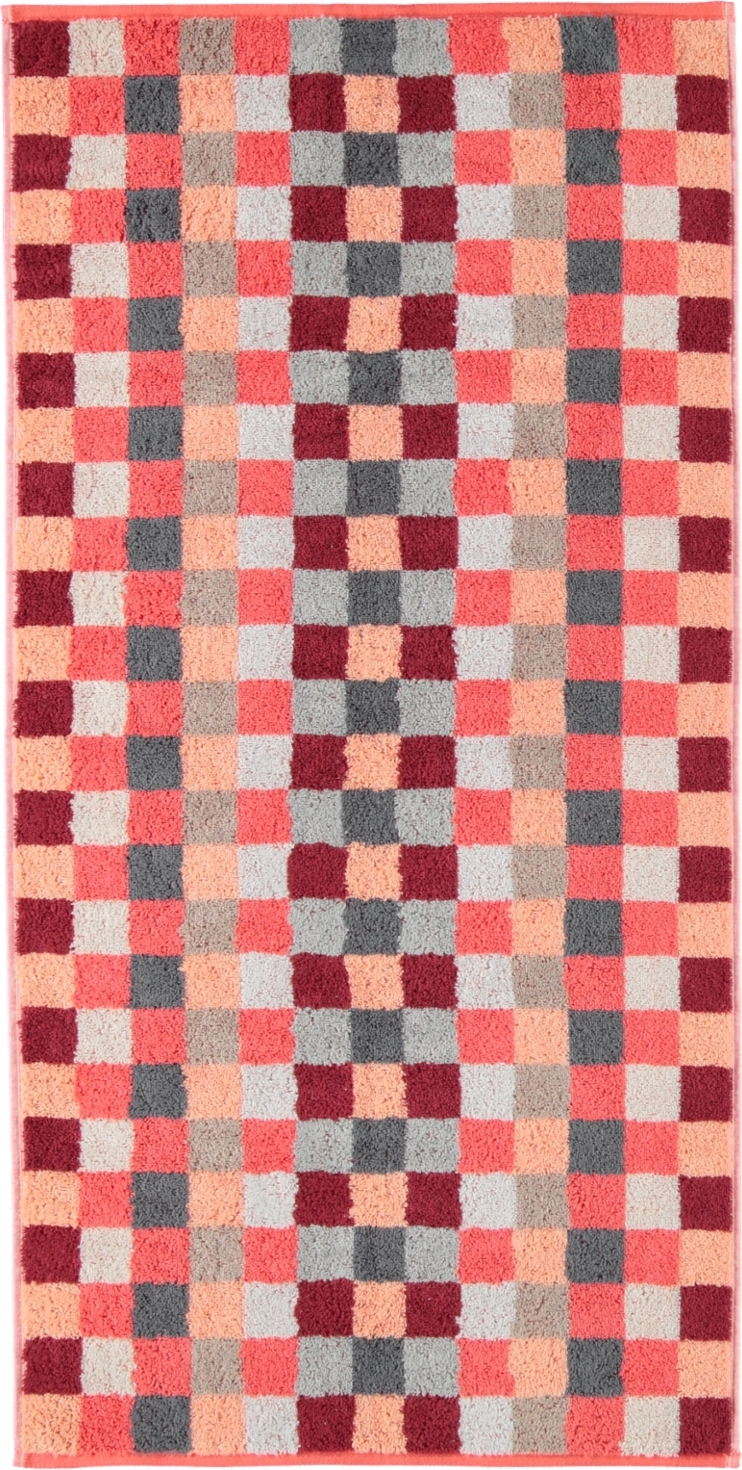 Unique Handtuch 70 x 140 cm Schachbrett korallenrot