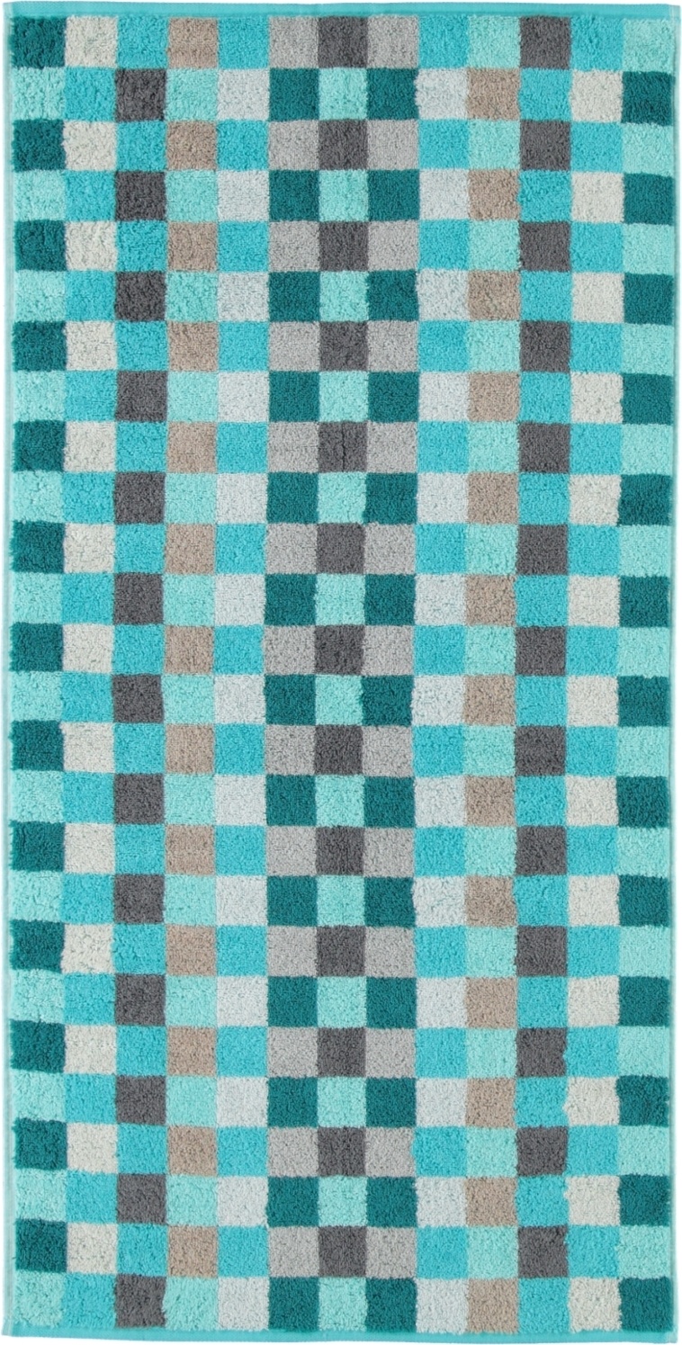 Unique Handtuch 70 x 140 cm Schachbrett türkisfarbig