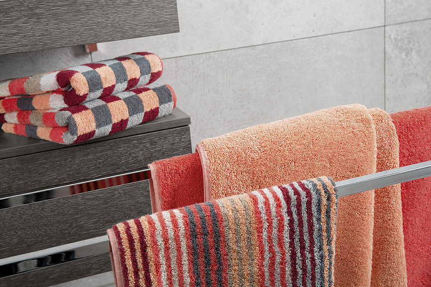 Unique Serviette, motif damier, 50 x 100 cm, corail