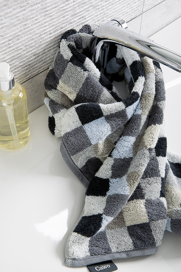 Unique Serviette de Bain damier, 70 x 140 cm, anthracite