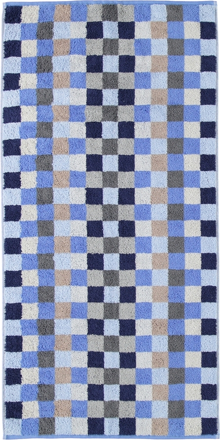 Unique Serviette motif damier, 50 x 100 cm, saphir