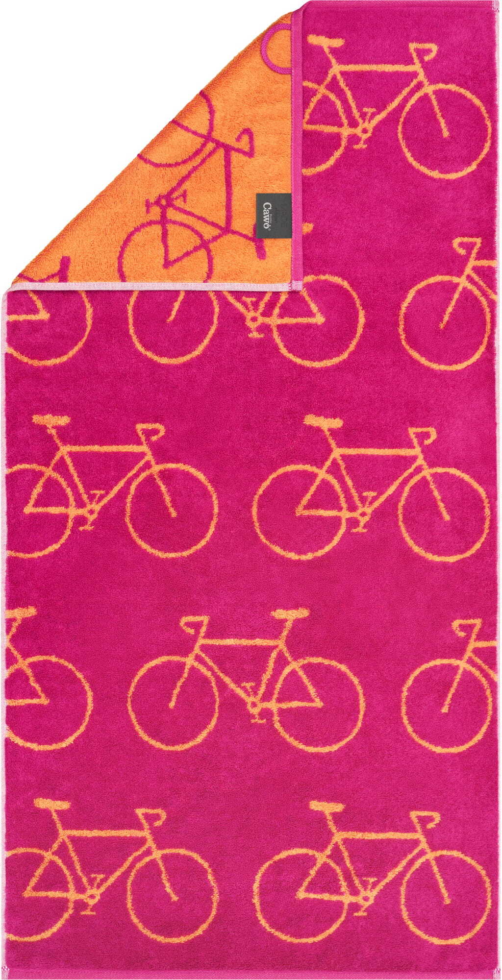 Velo Badetuch mit Allover-Fahrradmuster 70 x 140 cm, rosa