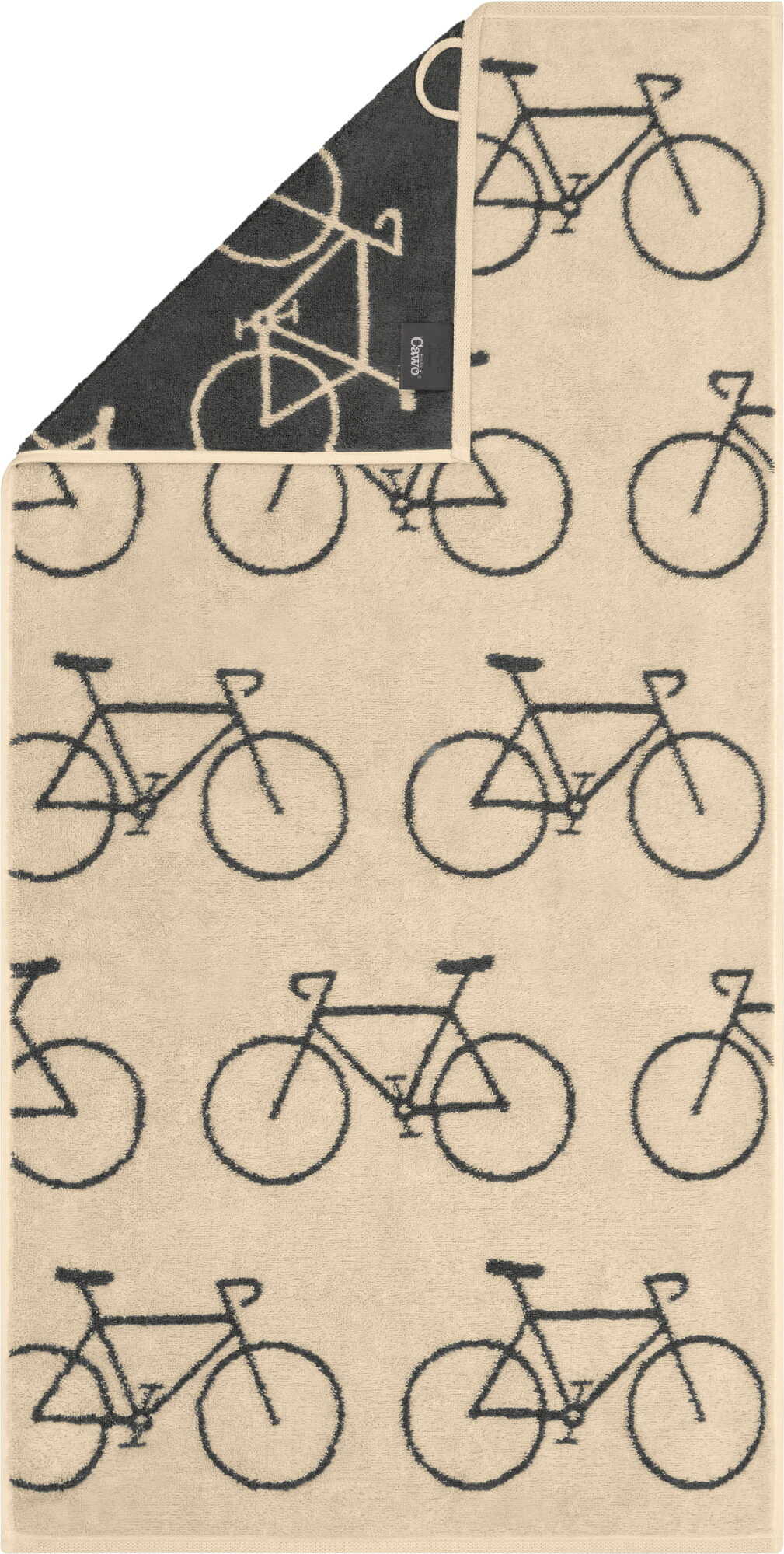 Velo Handtuch mit Allover-Fahrradmuster 50 x 100 cm, beige