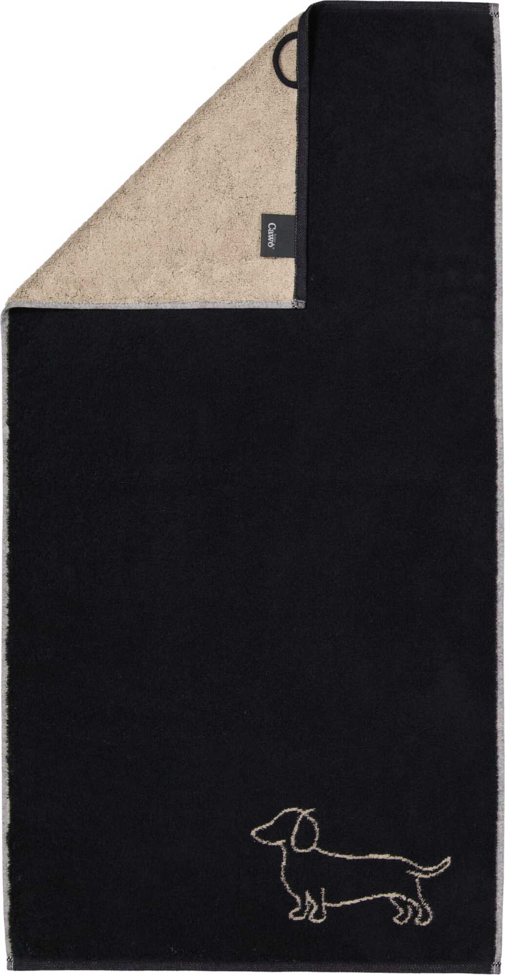WE LOVE DOGS Companion Badetuch 80 x 150 cm, schwarz-beige