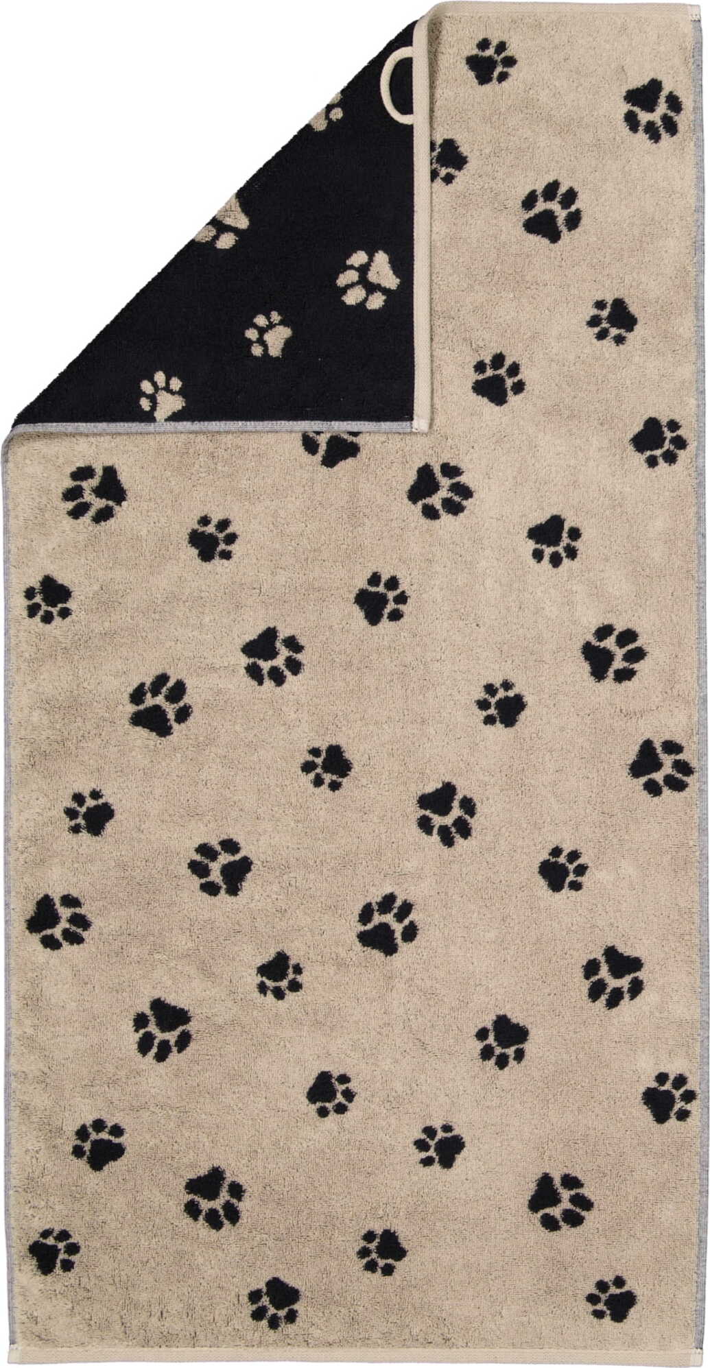 WE LOVE DOGS Paws Handtuch 50 x 100 cm, schwarz-beige