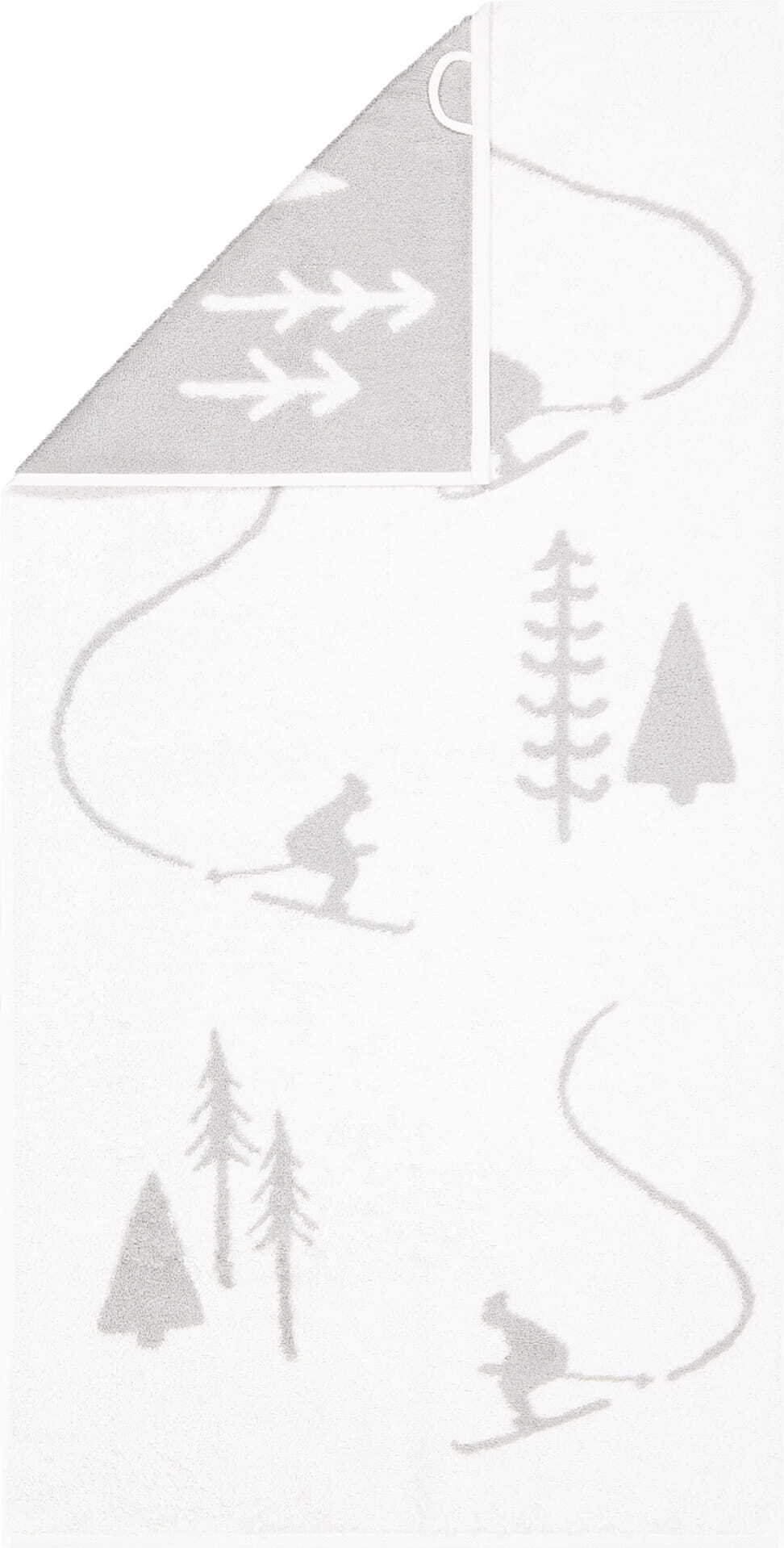 Winter Skifahrer Handtuch 30 x 50 cm, weiß-platingrau