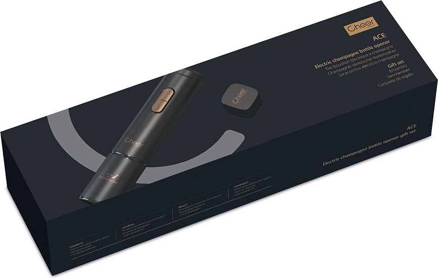 Abrebotellas eléctrico Ace, para champán, con tapón conservador Bubble, Set de 2 piezas