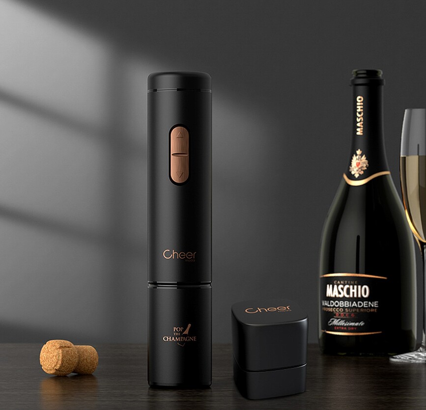 Abrebotellas eléctrico Ace, para champán, con tapón conservador Bubble, Set de 2 piezas