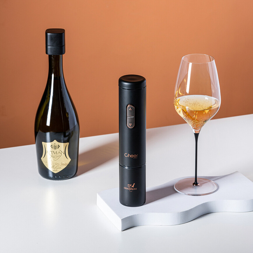 Abrebotellas eléctrico Ace, para champán, con tapón conservador Bubble, Set de 2 piezas