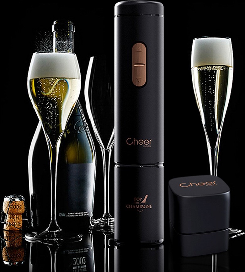 Abrebotellas eléctrico Ace, para champán, con tapón conservador Bubble, Set de 2 piezas