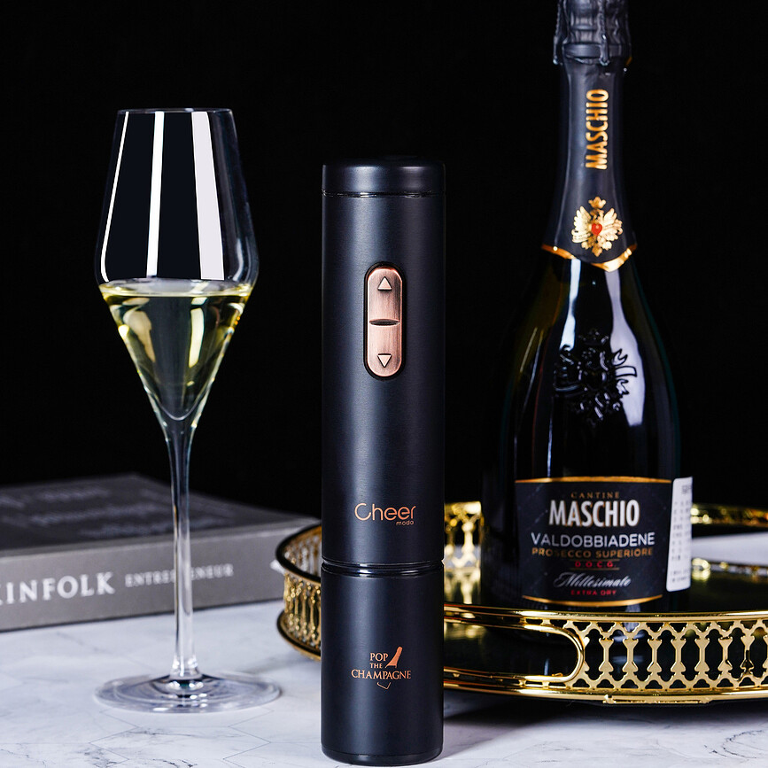 Abrebotellas eléctrico Ace, para champán, con tapón conservador Bubble, Set de 2 piezas