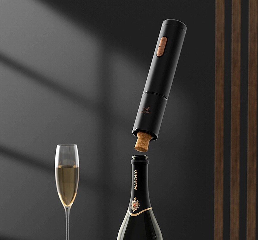 Ace Ouvre-Bouteille électrique, pour champagne, avec bouchon Bubble, Set 2 pièces
