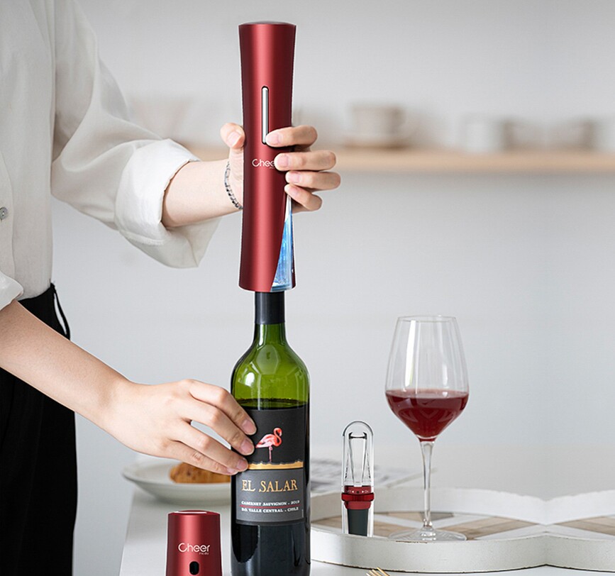 Set de Accesorios para Vino Skyline, rojo, 4 piezas