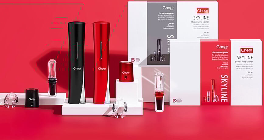 Skyline Set za vino, rdeč, 4 kosi